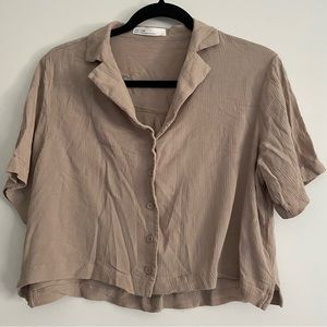 Oak + Fort cropped button shirt
